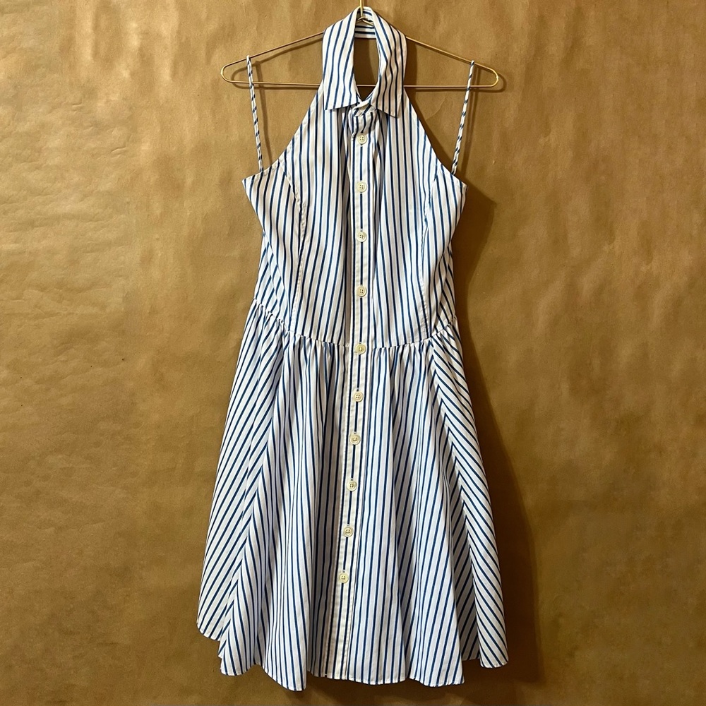 Rugby Ralph Lauren Blue and White Backless Dress